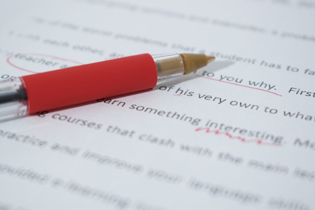 revise edit corrections red pen mistakes